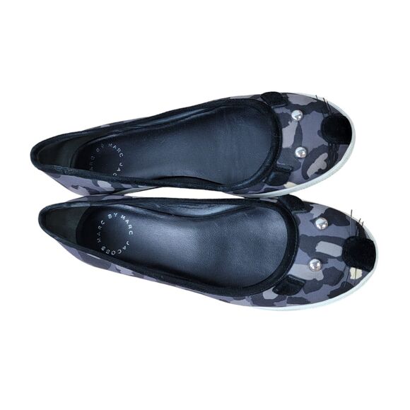 Marc Jacobs Camo Neutral Black White Gray Mouse Animal Whisker Flats Size 6 - Picture 3 of 7